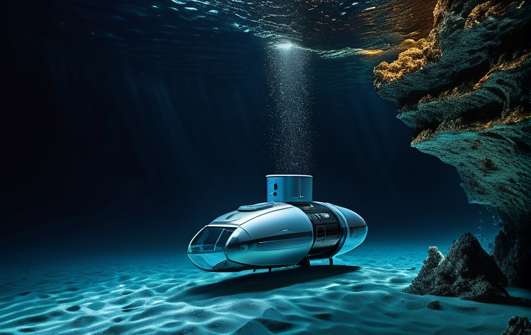 심해광물 자원 현황 - **Deep-Sea Riches for Modern Life:**
    "A majestic, wide-angle depiction of the deep ocean floor, ...