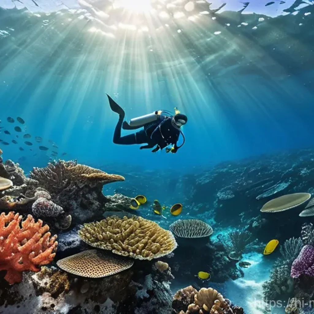 해양자원 개발을 위한 환경 정책 - **Prompt 1: Vibrant Coral Reef and Respectful Observer**
    "A breathtaking underwater scene featur...