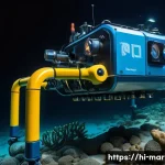 Home 23 심해 탐사 기법 - A highly detailed underwater scene showcasing a modern Remote Operated Vehicle (ROV) exploring the d...