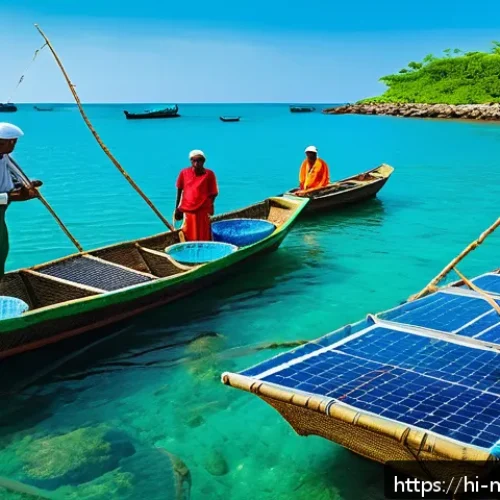 해양자원 개발 투자 - A vibrant coastal scene showcasing sustainable marine resource management in India: local fishermen ...