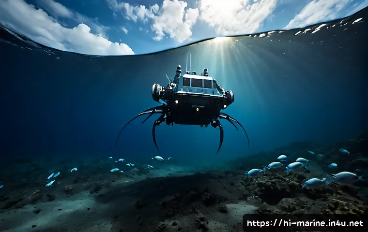 심해광물 개발 환경적 영향 - Photorealistic deep-sea mining environmental impact scene, a large unbranded robotic collector vehic...