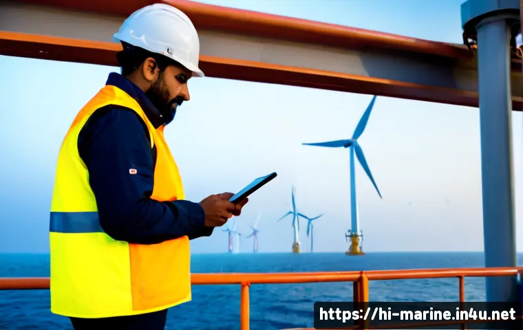 해양자원 개발 규제 - Photorealistic offshore wind and marine resource development site at sunrise, a South Asian environm...